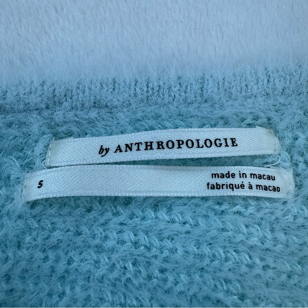 Anthropologie One-Shoulder Light Mint Blue Eyelash Sweater Tank - Picture 8 of 9